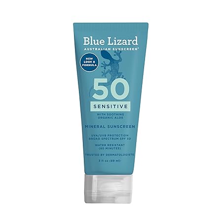 Blue Lizard® SENSITIVE Mineral Sunscreen SPF 50+ – 100% Mineral Protection for Delicate Skin